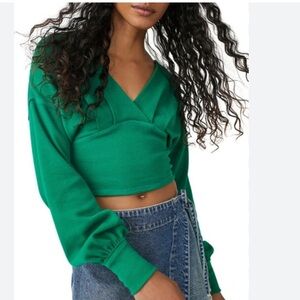 We The Free All Nighter Long Sleeve Surplice Crop Top